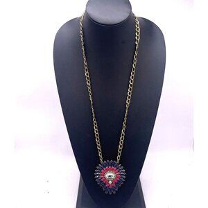 Premier Design Reversible Pendant Chain Statement Necklace Gold Tone 31 to 34 In
